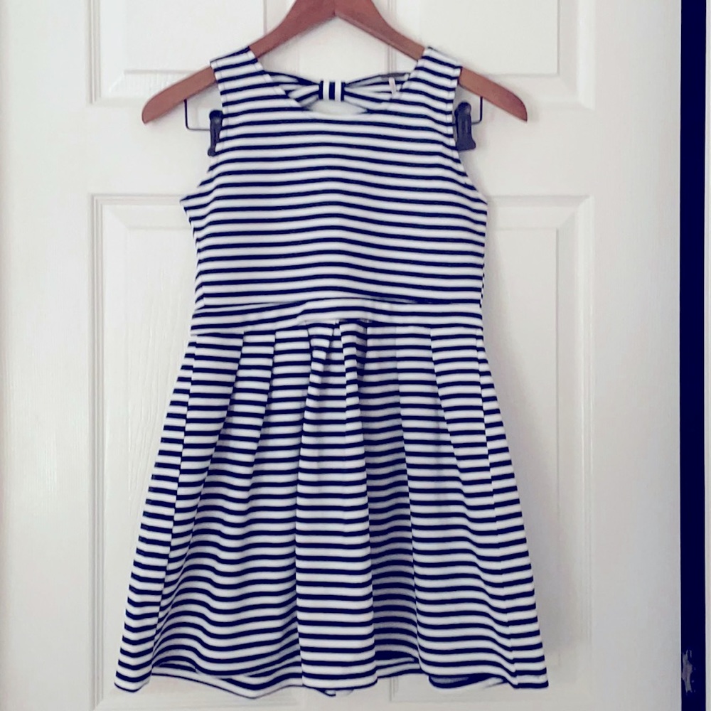 Poof Girl’s blue and white striped dress. Girls XL
